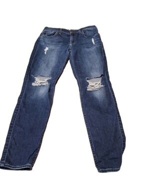 7 For All Mankind Ankle Jeans, Blue, Distressed Size 4